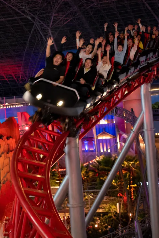 An indoor rollercoaster