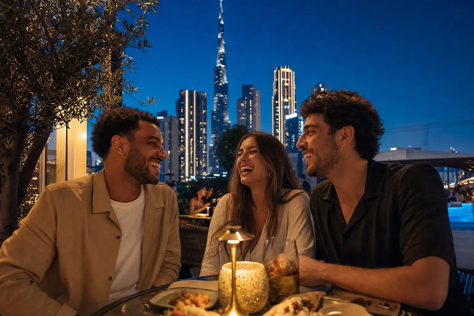 Friends at a rooftop in Dubai